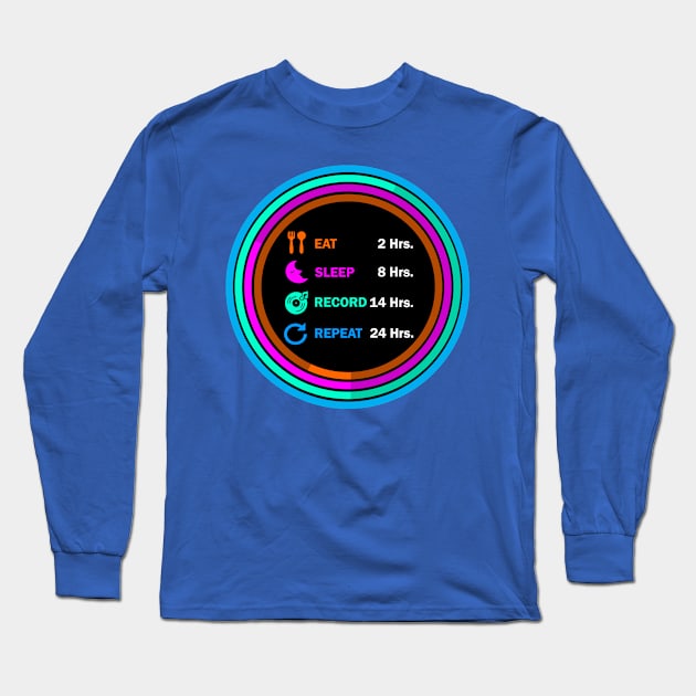 Eat sleep record repeat t shirt. Long Sleeve T-Shirt by Narot design shop